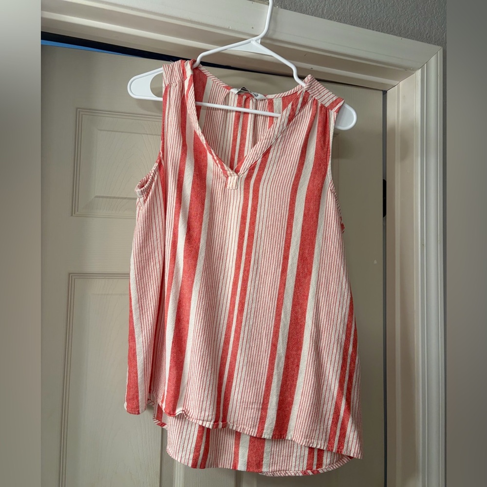 Sonoma Red and White Striped Tank Top